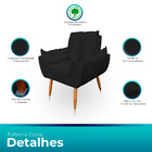 Poltrona Opala Decorativa Para Sala E Quarto Pés Palito Suede