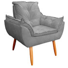 Poltrona Opala Decorativa Para Sala E Quarto Pés Palito Suede