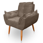 Poltrona Opala Decorativa Para Sala E Quarto Pés Palito Suede