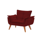 Poltrona Opala Decorativa Pés Palito Suede Vermelho Para Sala