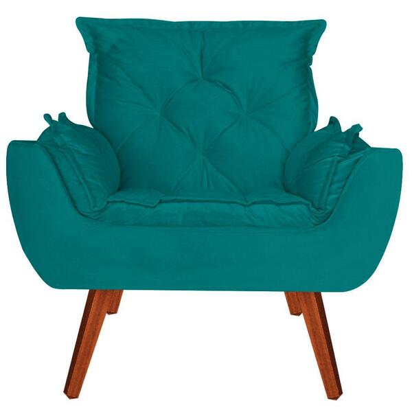 Poltrona Opala Decorativa Suede Azul Kasa Sofá