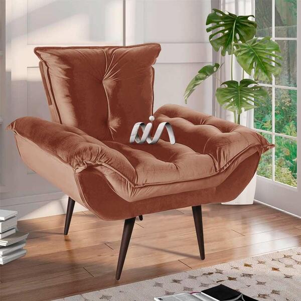 Poltrona Opala Decorativa Veludo Rose Geórgia Shop Jm