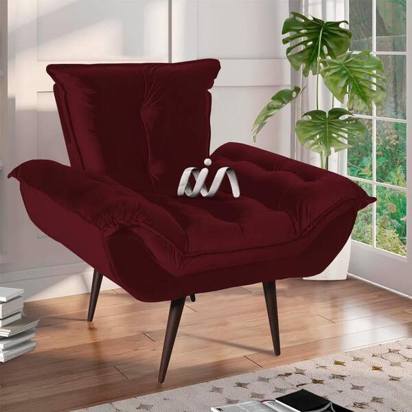 Poltrona Opala Decorativa Veludo Vinho Geórgia Shop Jm