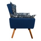 Poltrona Opala Estampado Preto Escrito D62 E Suede Azul Marin