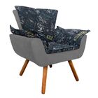 Poltrona Opala Estampado Preto Escrito D62 E Suede Grafite Pé