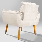 Poltrona Opala Estilo Retrô Suede Bege - Vallisa Decor