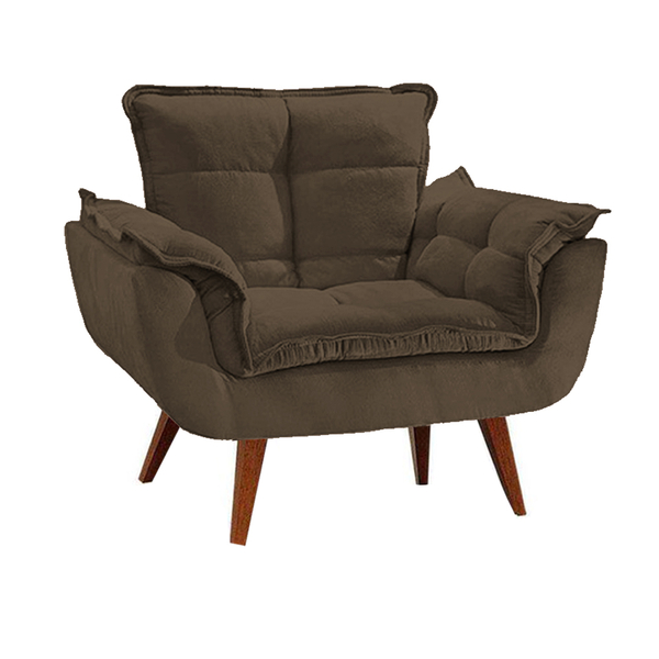 Poltrona Opala Luxo Com Pés Estilo Retrô Marrom