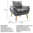 Poltrona Opala Palito Mel Suede Cinza - Amarena Móveis