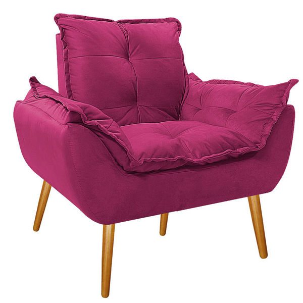Poltrona Opala Palito Mel Suede Pink - Amarena Móveis
