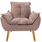Poltrona Opala Palito Mel Suede Rosê - Amarena Móveis
