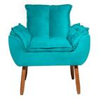 Poltrona Opala Para Recepção Atendimento Pés Madeira Azul Tur