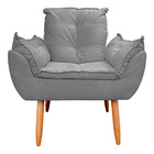 Poltrona Opala Para Sala E Quarto Suede - Jylcrom - Cinza