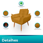 Poltrona Opala Para Sala E Quarto Suede - Jylcrom - Mostarda