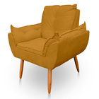 Poltrona Opala Para Sala E Quarto Suede - Jylcrom - Mostarda