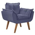 Poltrona Opala Pé Palito Tecido Azul Bic