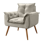 Poltrona Opala Pés Palito Decorativa Sala E Quarto Veludo Beg