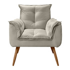 Poltrona Opala Pés Palito Decorativa Sala E Quarto Veludo Beg