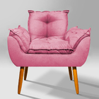 Poltrona Opala Pés Palitos Para Recepção Suede Rosa - Vallisa