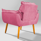 Poltrona Opala Pés Palitos Para Recepção Suede Rosa - Vallisa