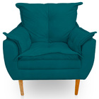Poltrona Opala Premium Para Sala E Quarto Suede Azul Turquesa