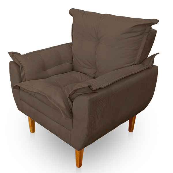 Poltrona Opala Premium Para Sala E Quarto Suede Capuccino - J