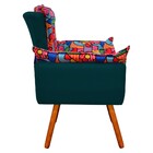 Poltrona Opala Romero Britto D15 E Suede Azul Pavão Pés Palit