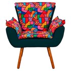 Poltrona Opala Romero Britto D15 E Suede Azul Pavão Pés Palit