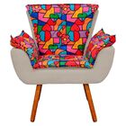 Poltrona Opala Romero Britto D15 E Suede Bege Pés Palito Cast