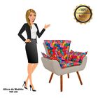 Poltrona Opala Romero Britto D15 E Suede Bege Pés Palito Cast