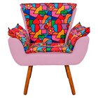 Poltrona Opala Romero Britto D15 E Suede Rosa Bebê Pés Palito