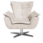 Poltrona Opala Suede Bege Base Giratória Cromada Bnn Decor