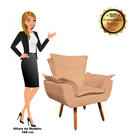 Poltrona Opala Suede Caramelo Sisal Pés Palito Castanho D'ros