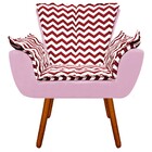 Poltrona Opala Suede Composê Zig Zag Vermelho D79 E Rosa Bebê