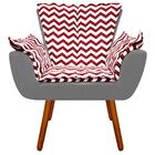 Poltrona Opala Suede Estampado Zig Zag Vermelho D79 E Grafite