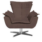 Poltrona Opala Suede Marrom Base Giratória Cromada Tana Decor