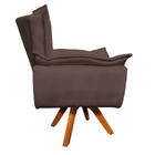 Poltrona Opala Suede Marrom Base Giratória Madeira Tana Decor