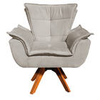 Poltrona Opala Suede Marrom Rato Base Giratória Madeira Bnn D