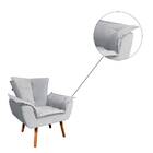 Poltrona Opala Veludo Cinza Pés Palito Bnn Decor