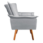 Poltrona Opala Veludo Cinza Pés Palito Bnn Decor