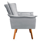 Poltrona Opala Veludo Cinza Pés Palito Tana Decor