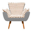 Poltrona Opala Zig Zag Bege D81 E Suede Pés Palito Castanho D