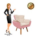 Poltrona Opala Zig Zag Bege D81 E Suede Pés Palito Castanho D