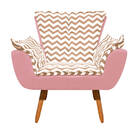 Poltrona Opala Zig Zag Bege D81 E Suede Pés Palito Castanho D