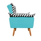 Poltrona Opala Zig Zag Preto D80 E Suede Azul Turquesa Pés Pa