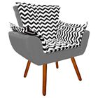 Poltrona Opala Zig Zag Preto D80 E Suede Grafite Pés Palito C