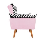 Poltrona Opala Zig Zag Preto D80 E Suede Rosa Bebê Pés Palito