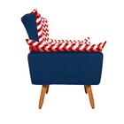 Poltrona Opala Zig Zag Vermelho D79 E Suede Azul Marinho Pés