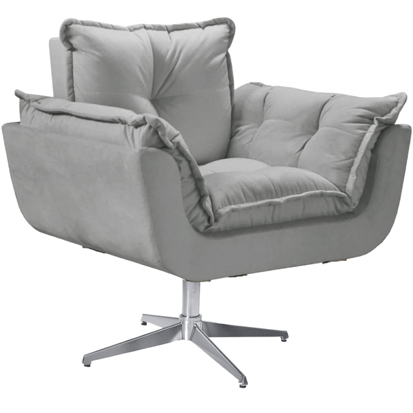 Poltrona Opalla 1 Lugar Base Giratória Aluminio Cinza