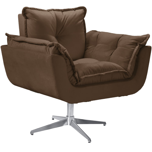 Poltrona Opalla 1 Lugar Base Giratória Aluminio Marrom