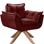 Poltrona Opalla 1 Lugar Base Giratória Madeira Bordô